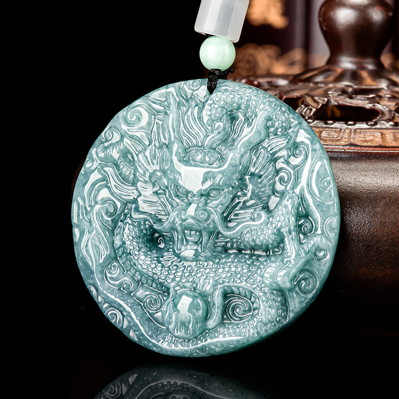 Vintage Necklace - Burmese Jadeite Dragon Pendant Necklace Gifts