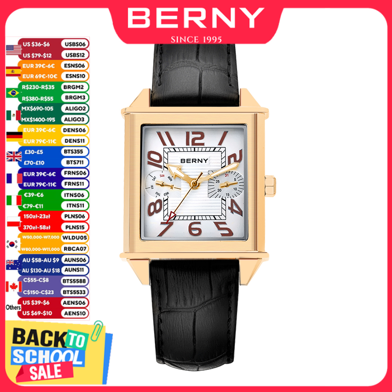 Vintage Collectible Watches - BERNY 6P25 Quartz Watch for Men