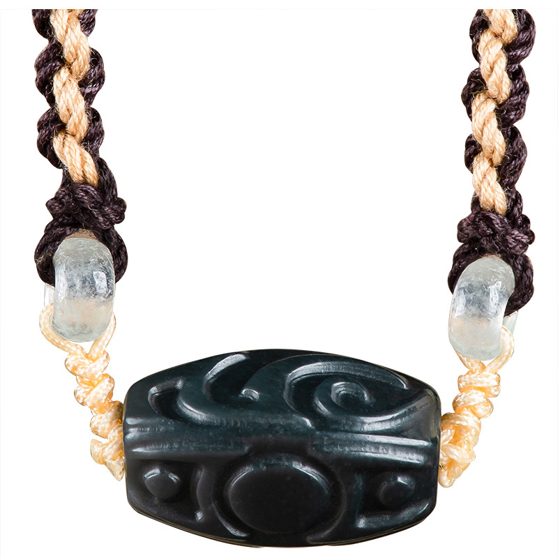 Vintage Necklace - Hetian Jade Carve Bead Pendant Necklace