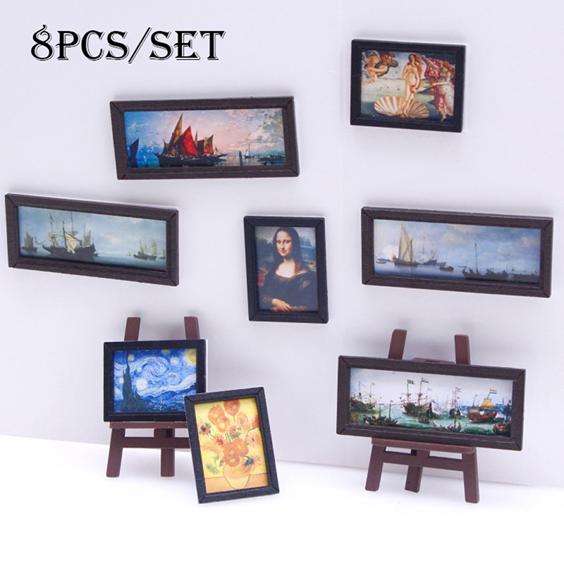 Vintage Collectible Dolls - 8Pcs/Set 1:12 Dollhouse Miniature Vintage Oil