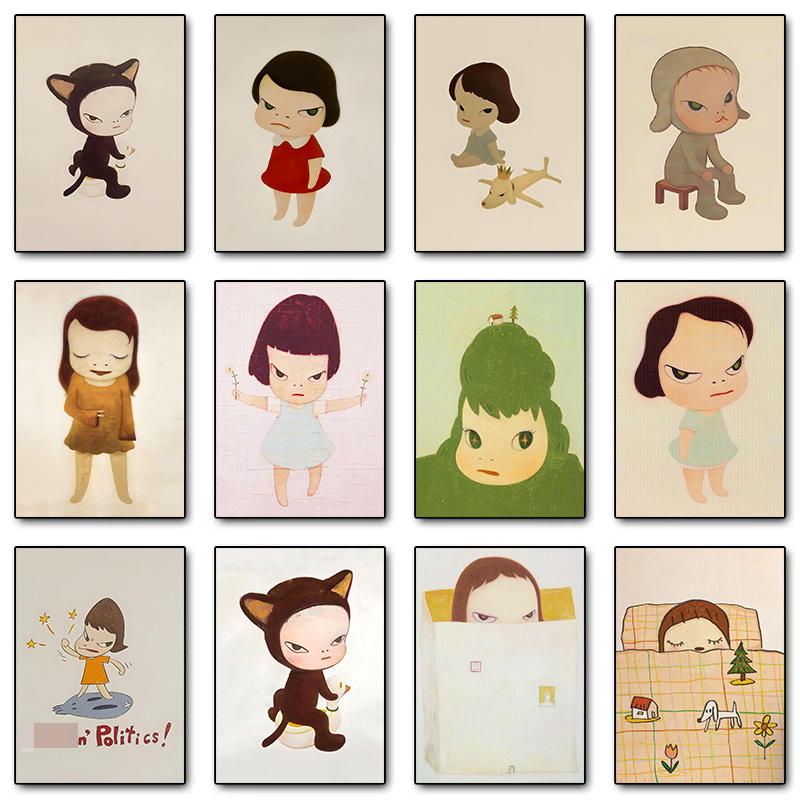 Vintage Collectible Dolls - 1pc frameless canvas painting Yoshitomo Nara